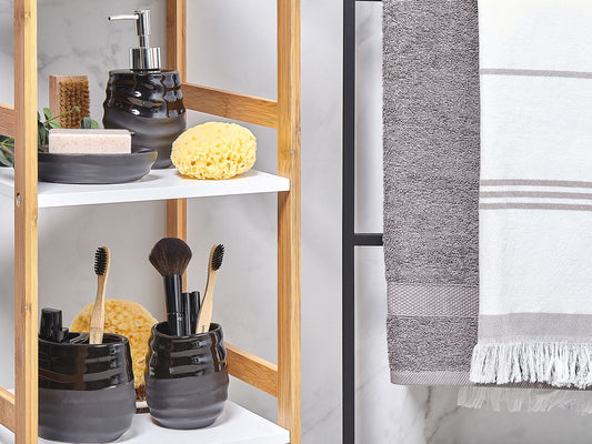 Badezimmer Set 4-teilig Keramik schwarz CHANCO