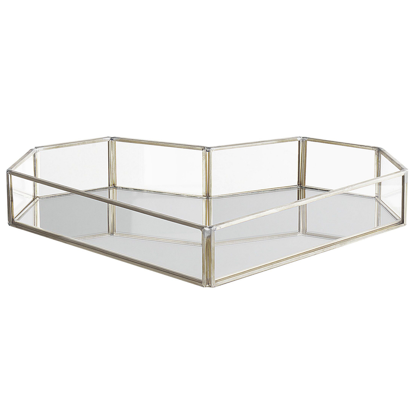 Dekotablett Glas / Edelstahl silber Herzform Spiegeleffekt PONTIVY