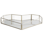 Dekotablett Glas / Edelstahl silber Herzform Spiegeleffekt PONTIVY