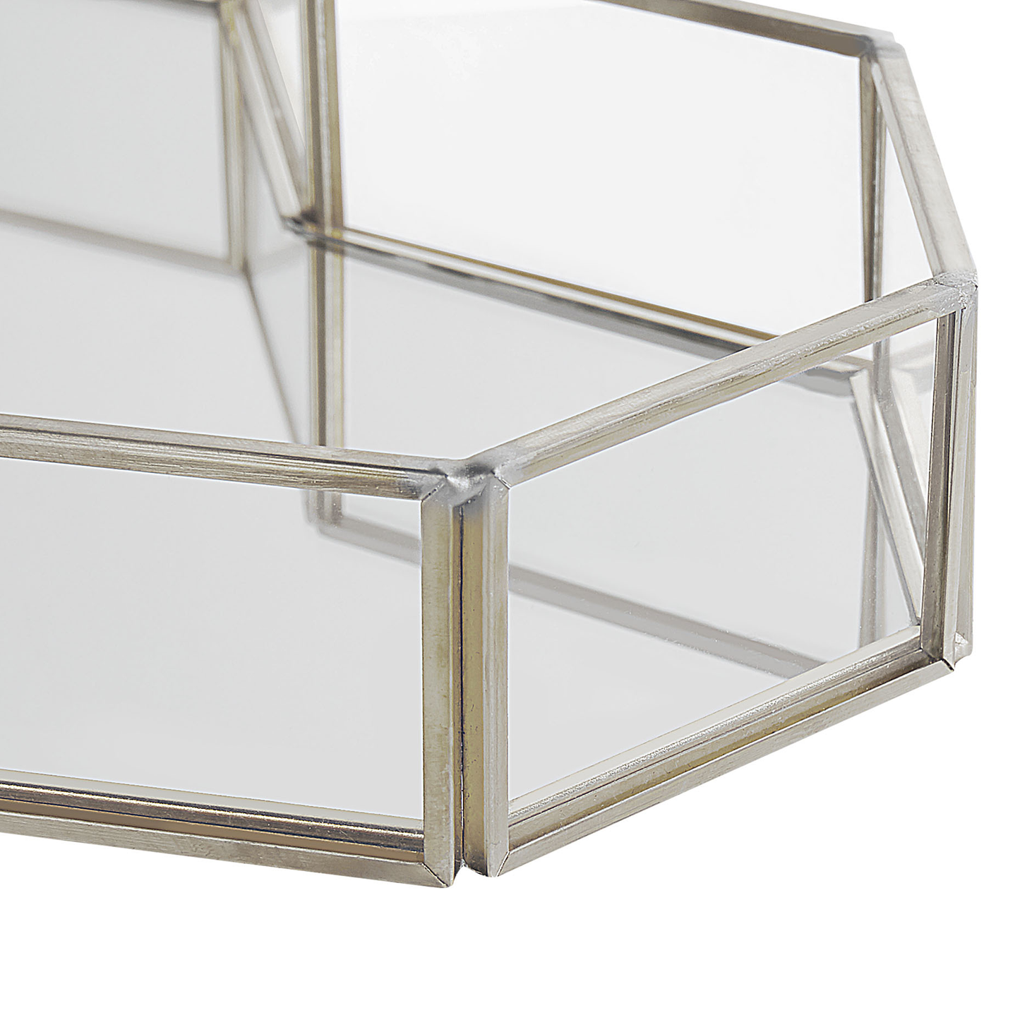 Dekotablett Glas / Edelstahl silber Herzform Spiegeleffekt PONTIVY