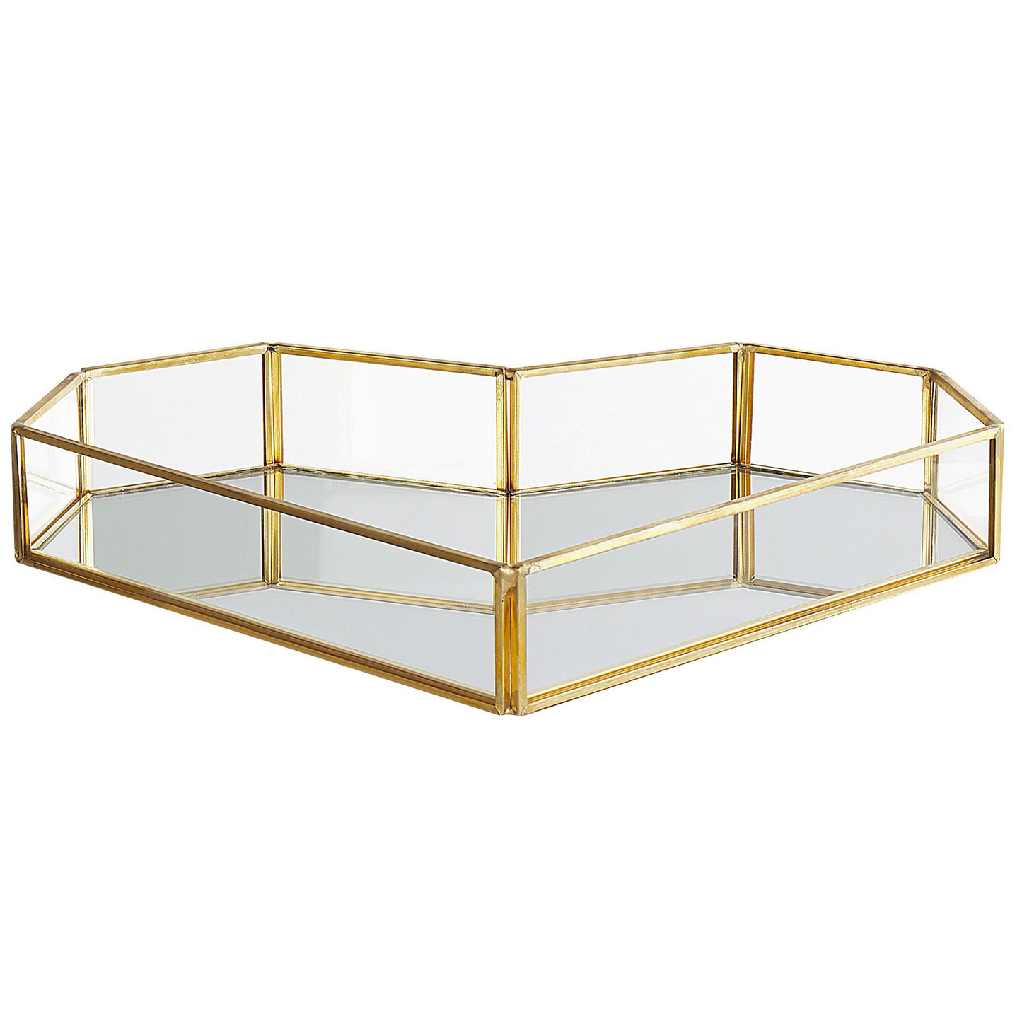Dekotablett Glas gold Herzform Spiegeleffekt PONTIVY