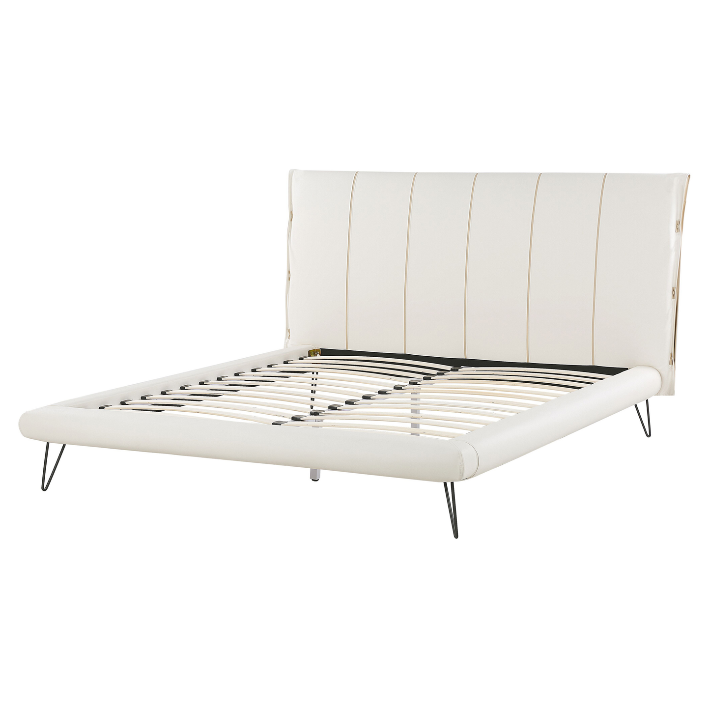 Bett mit Lattenrost Kunstleder BETIN 160 x 200 cm Creme