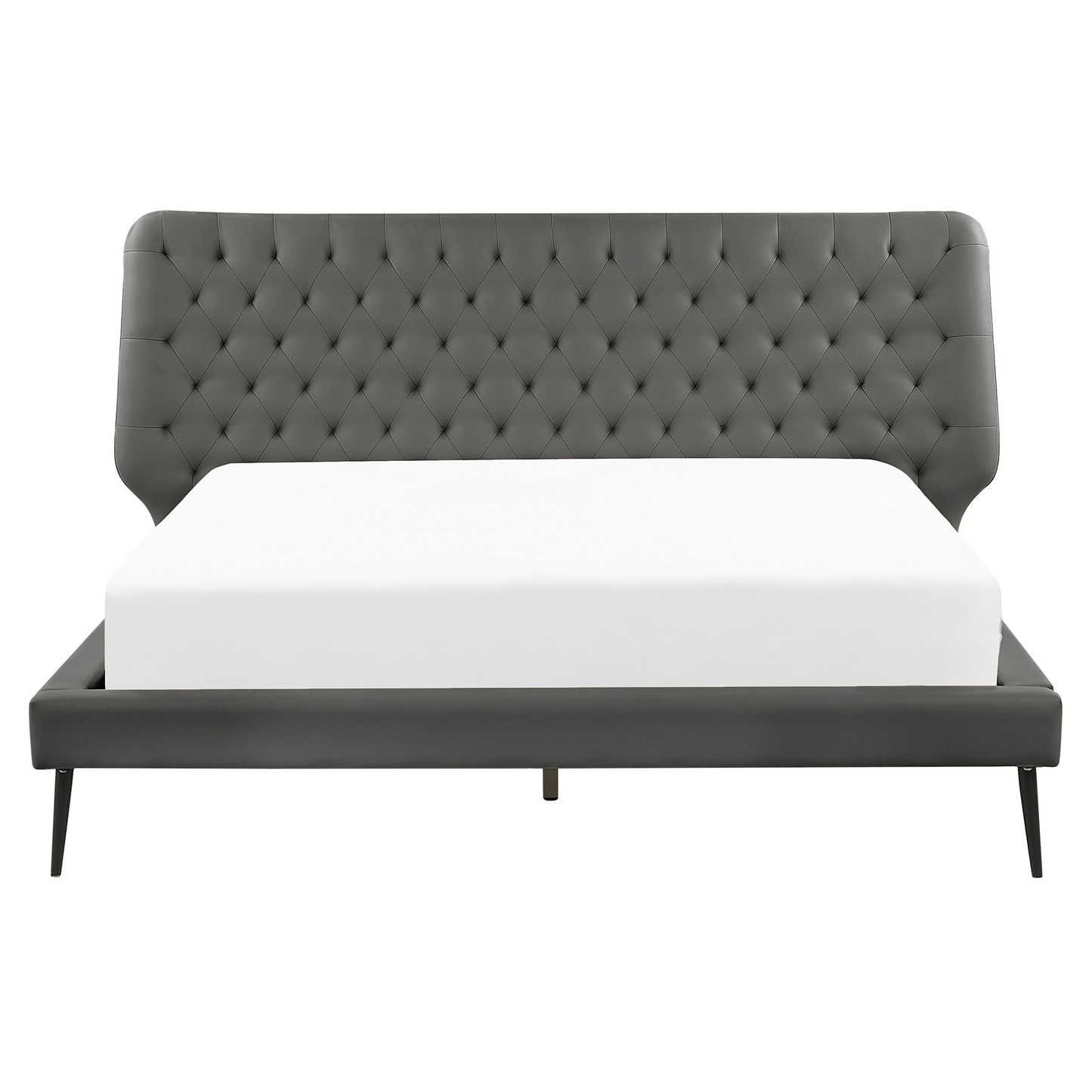Bett mit Lattenrost Kunstleder ESSONNE 160 x 200 cm Grau
