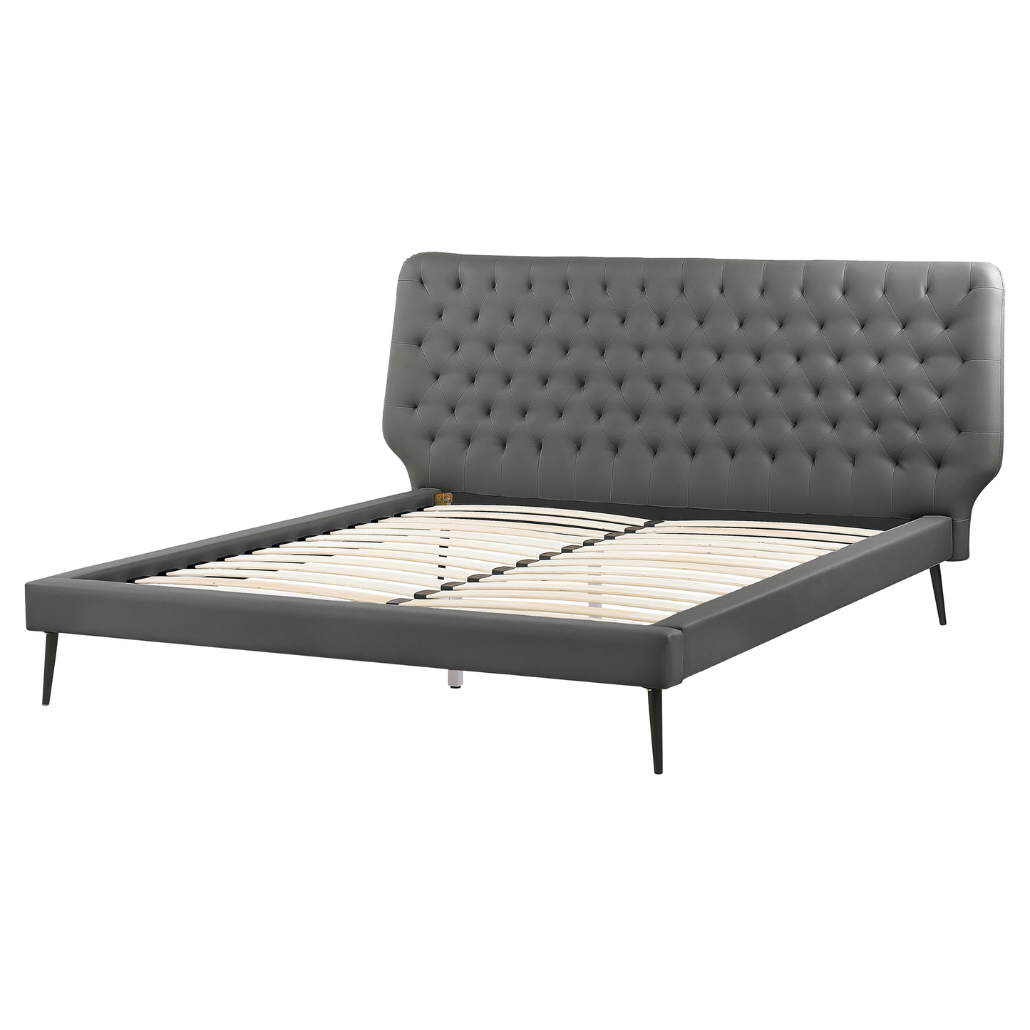 Bett mit Lattenrost Kunstleder ESSONNE 160 x 200 cm Grau