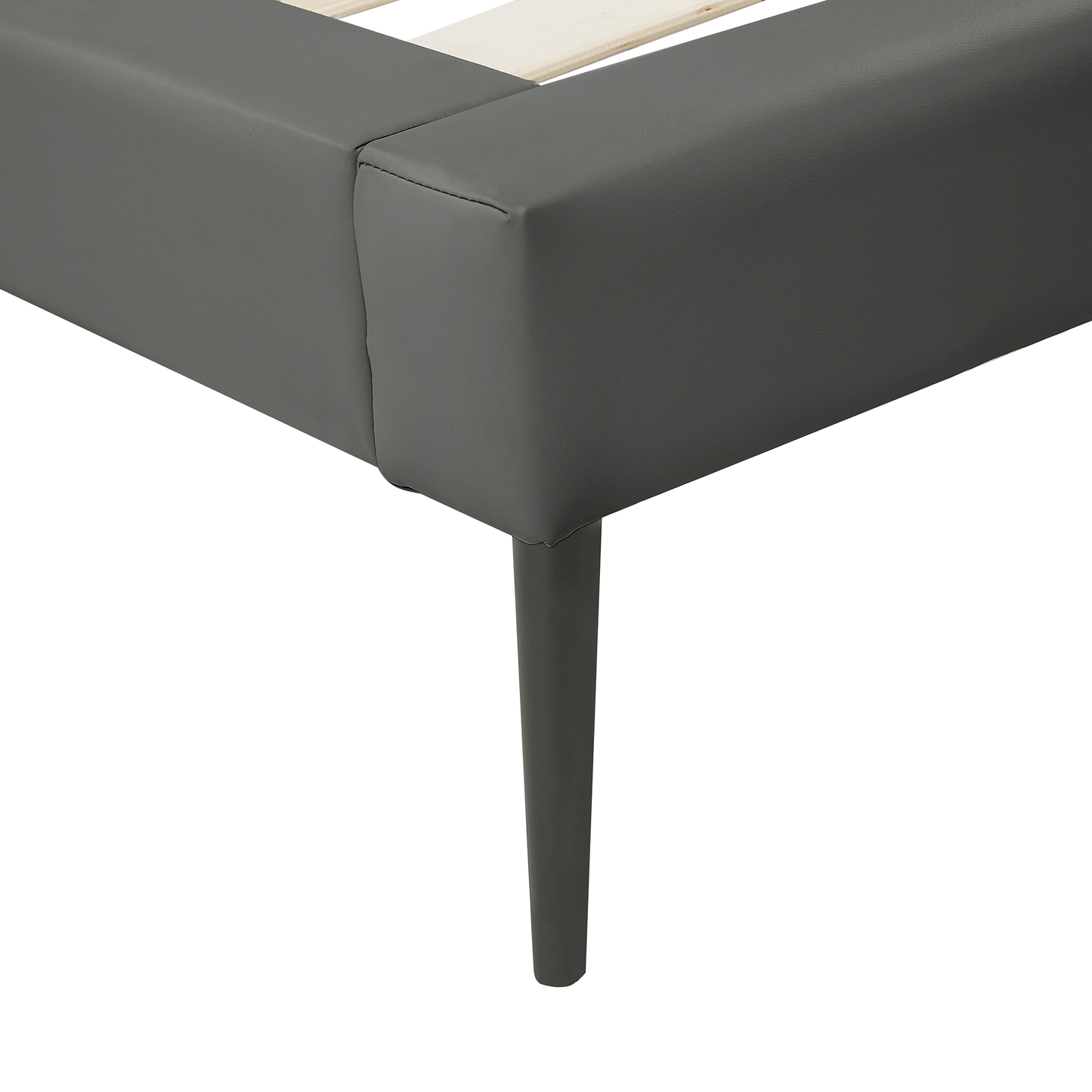Bett mit Lattenrost Kunstleder ESSONNE 160 x 200 cm Grau