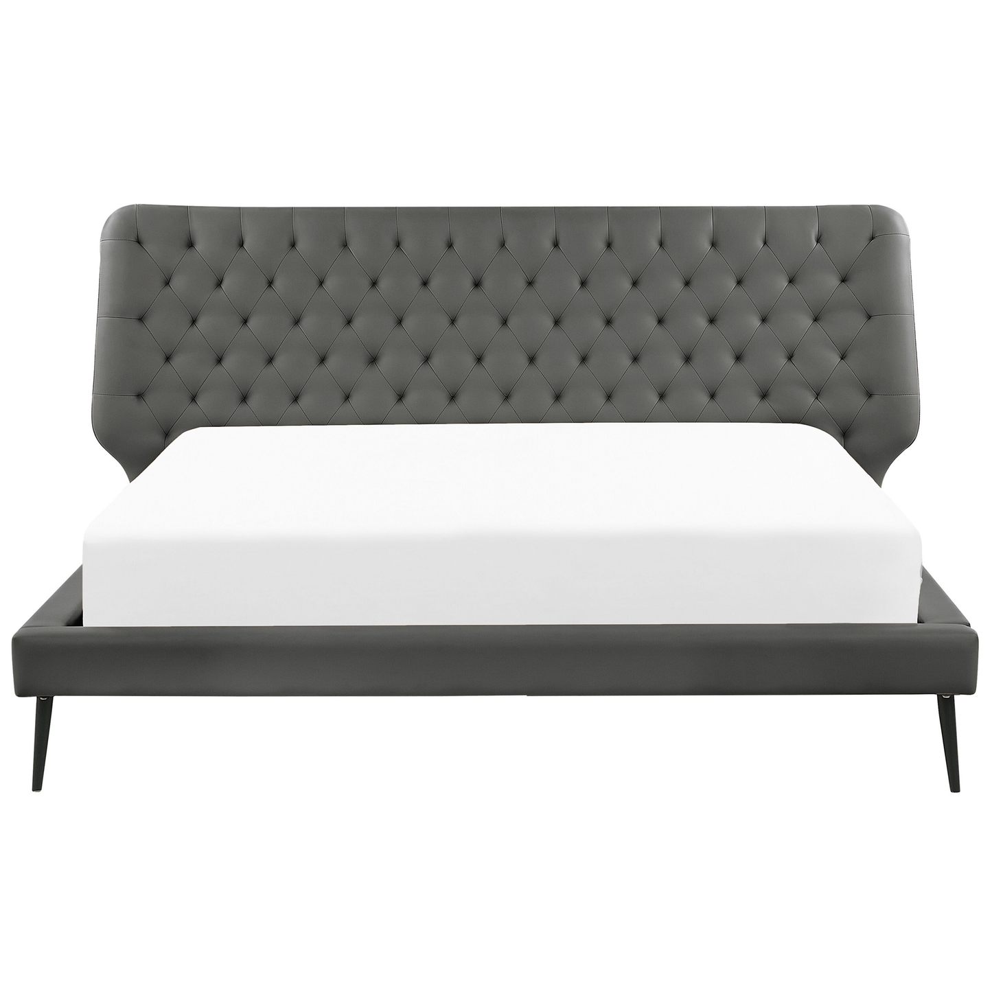 Bett mit Lattenrost Kunstleder ESSONNE 180 x 200 cm Grau