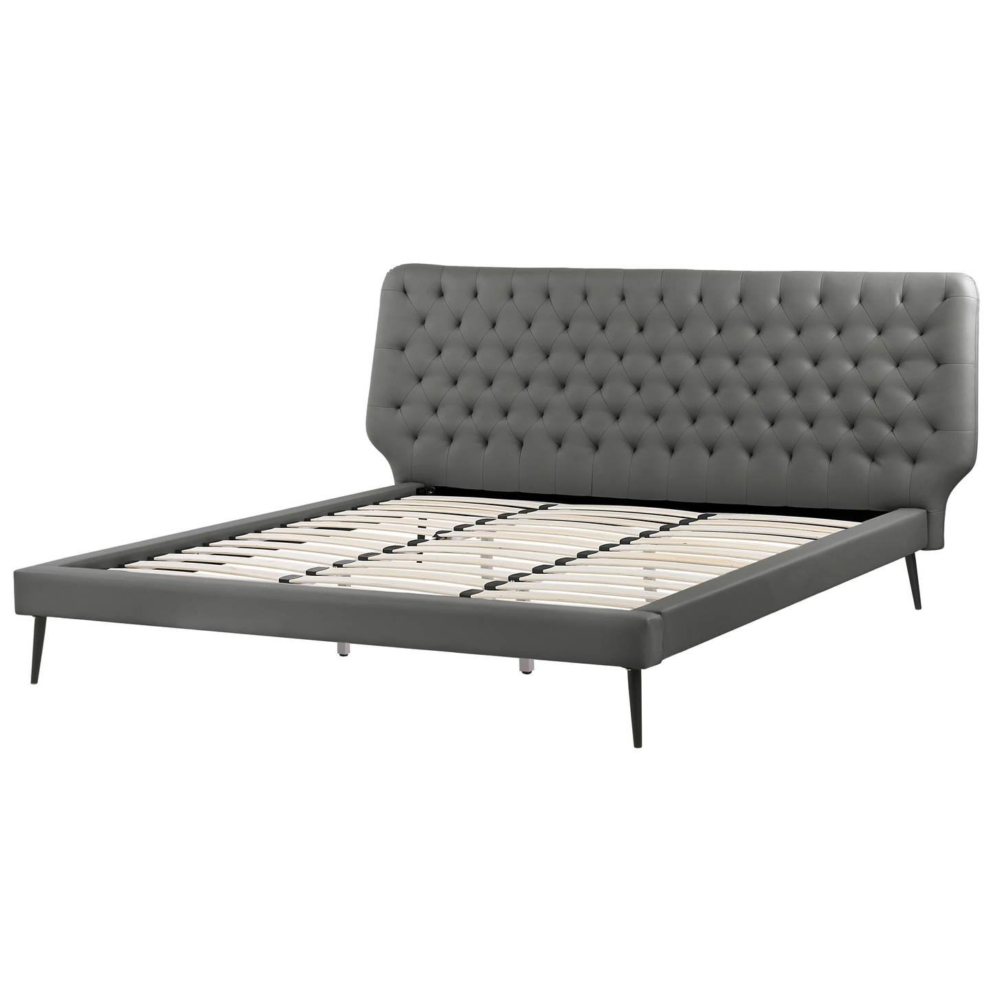 Bett mit Lattenrost Kunstleder ESSONNE 180 x 200 cm Grau