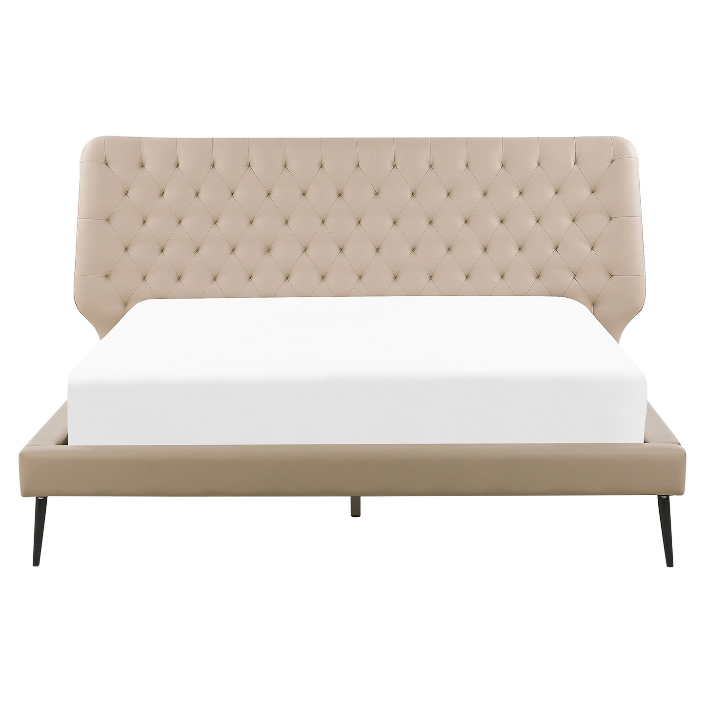 Bett mit Lattenrost Kunstleder ESSONNE 160 x 200 cm Beige