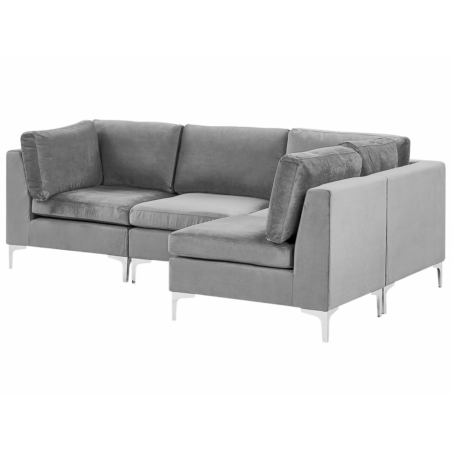 4-Sitzer Ecksofa Samtstoff grau linksseitig EVJA