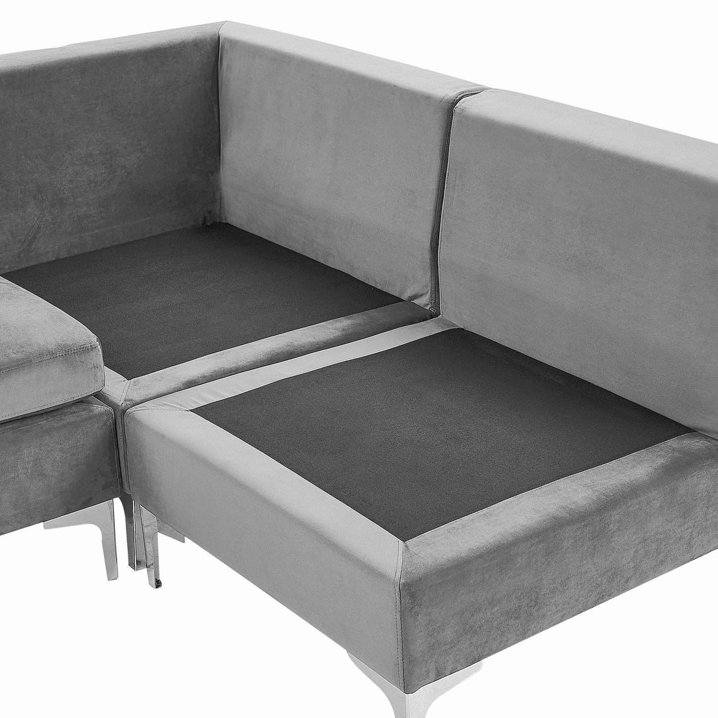 4-Sitzer Ecksofa Samtstoff grau linksseitig EVJA