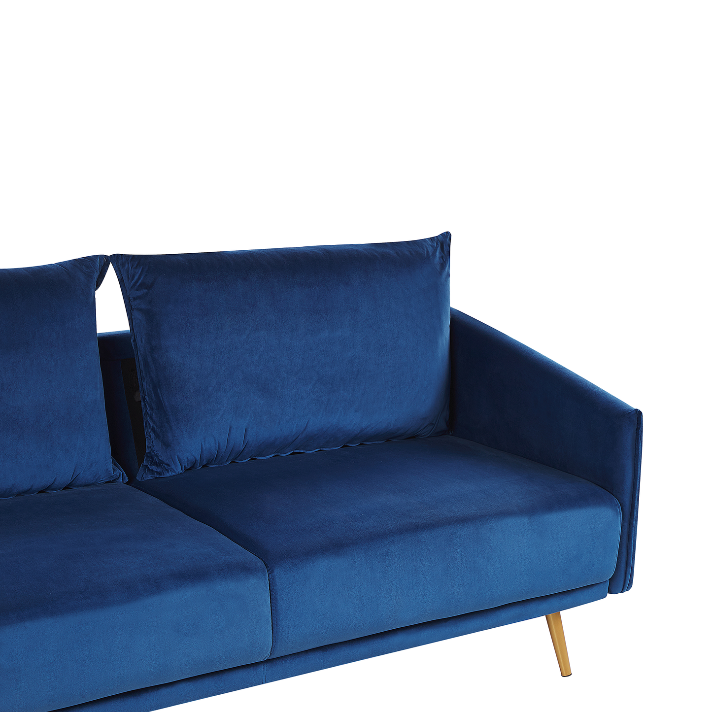 3-Sitzer Sofa Samtstoff dunkelblau mit goldenen Beinen MAURA