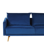 3-Sitzer Sofa Samtstoff dunkelblau mit goldenen Beinen MAURA