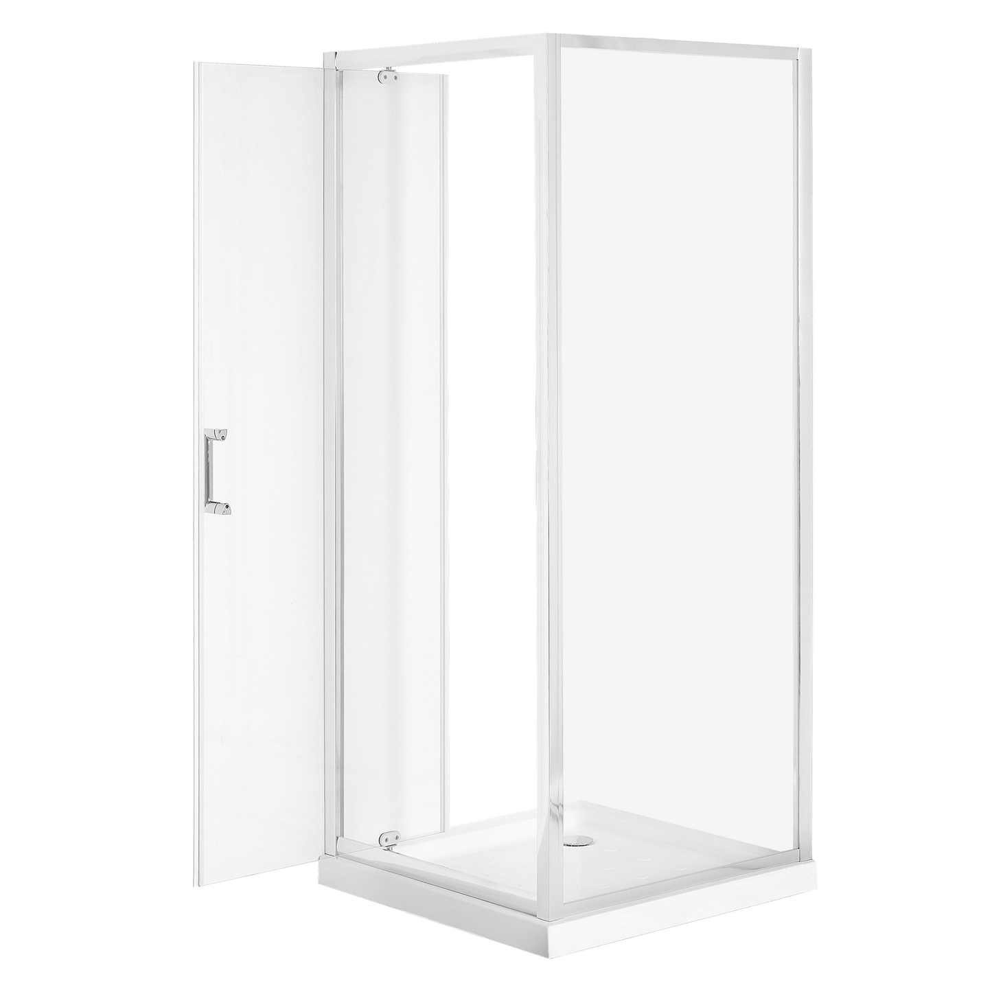 Duschabtrennung aus Temperglas 80 x 80 x 185 cm silber DARLI