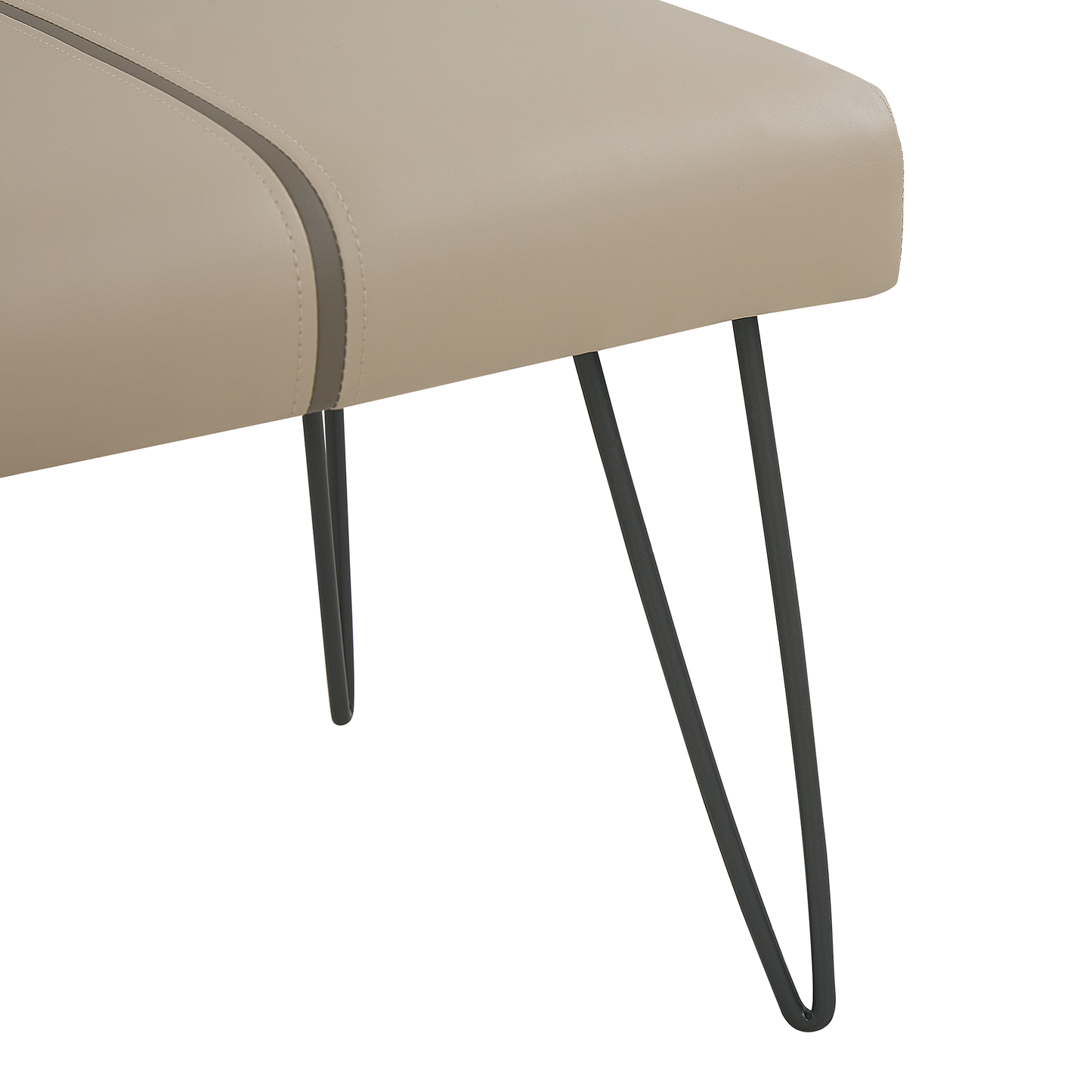 Bettbank Kunstleder beige schwarze Metallbeine 104 cm BETIN
