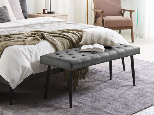 Bettbank Kunstleder grau schwarze Metallbeine 104 cm ESSONNE