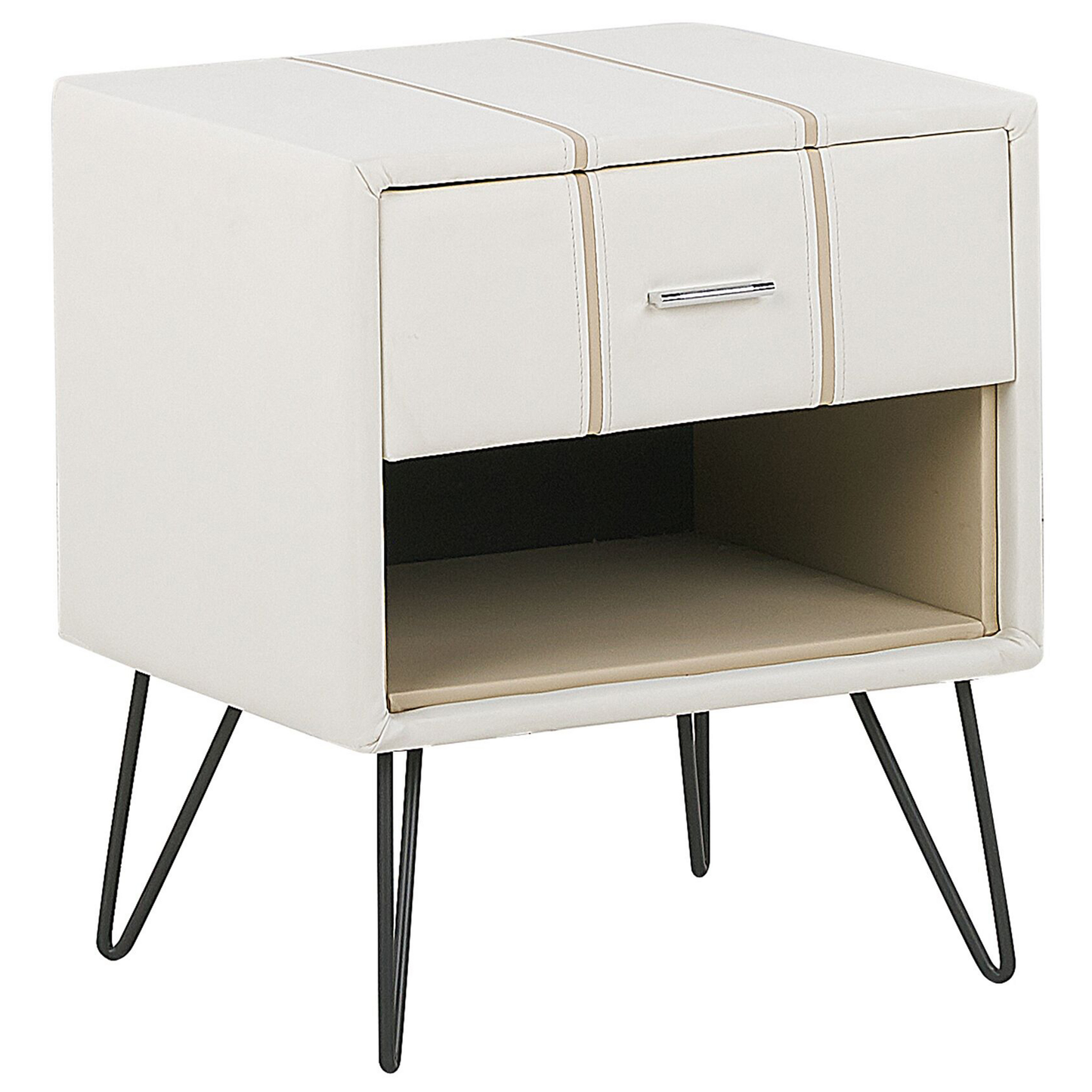 Schlafzimmer Set Kunstleder BETIN 160 x 200 cm Creme