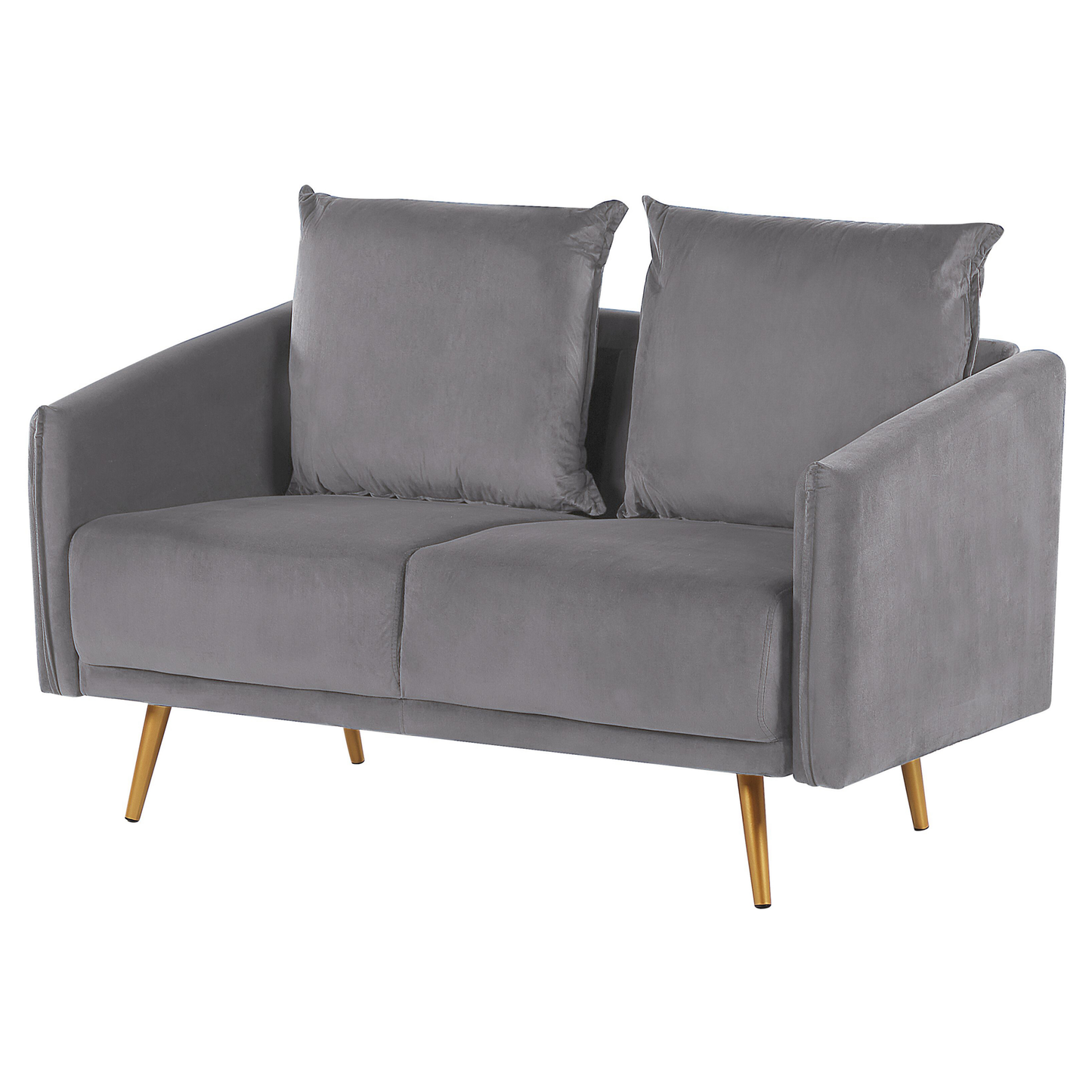 2-Sitzer Sofa Samtstoff grau mit goldenen Beinen MAURA