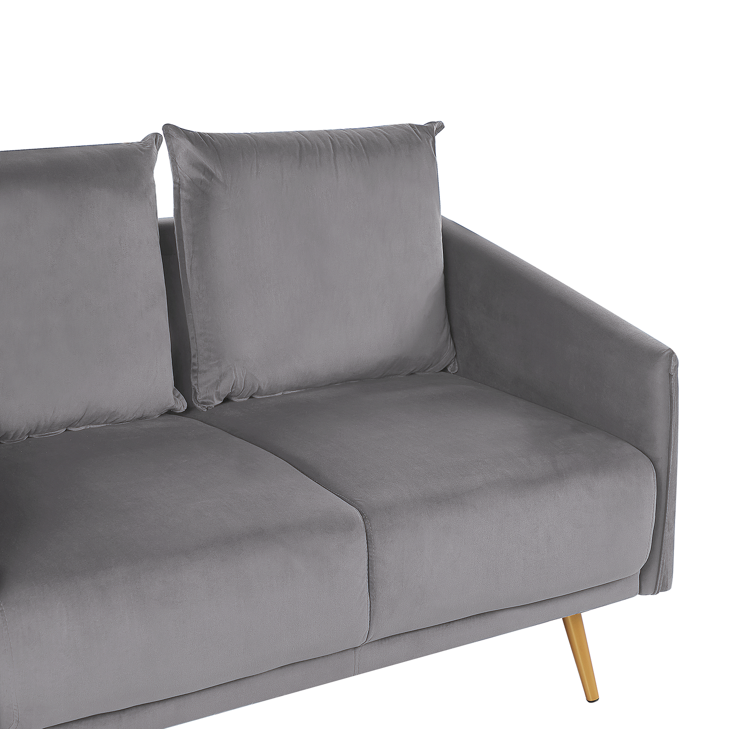 2-Sitzer Sofa Samtstoff grau mit goldenen Beinen MAURA