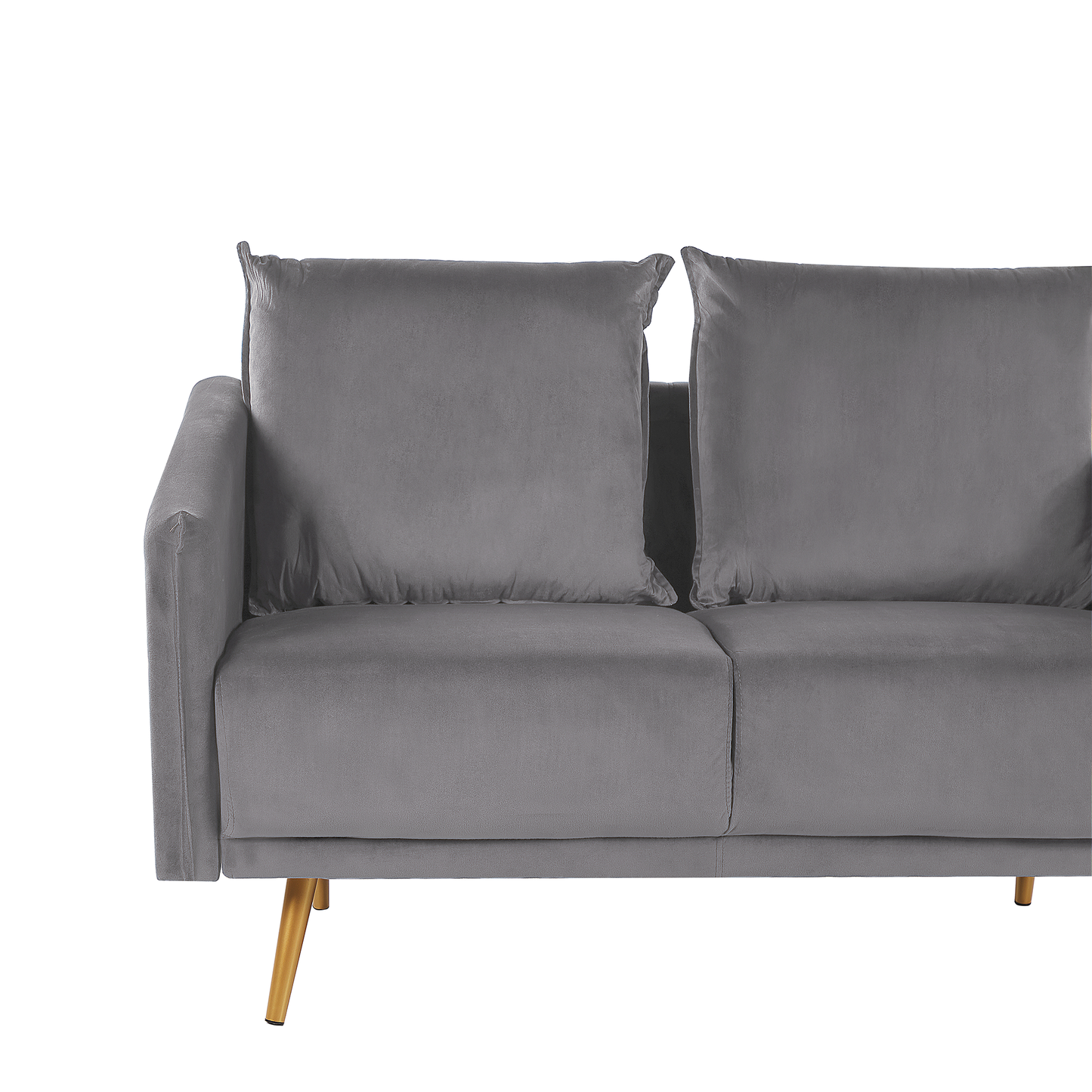 2-Sitzer Sofa Samtstoff grau mit goldenen Beinen MAURA