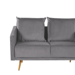 2-Sitzer Sofa Samtstoff grau mit goldenen Beinen MAURA