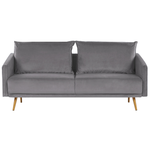 Sofa Set Samtstoff grau 5-Sitzer mit goldenen Beinen MAURA