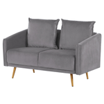 Sofa Set Samtstoff grau 5-Sitzer mit goldenen Beinen MAURA