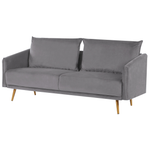 3-Sitzer Sofa Samtstoff grau mit goldenen Beinen MAURA