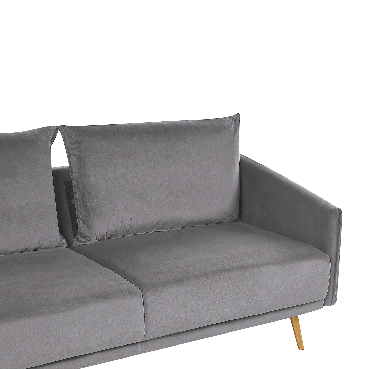 3-Sitzer Sofa Samtstoff grau mit goldenen Beinen MAURA