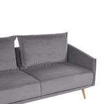 3-Sitzer Sofa Samtstoff grau mit goldenen Beinen MAURA