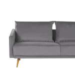 3-Sitzer Sofa Samtstoff grau mit goldenen Beinen MAURA