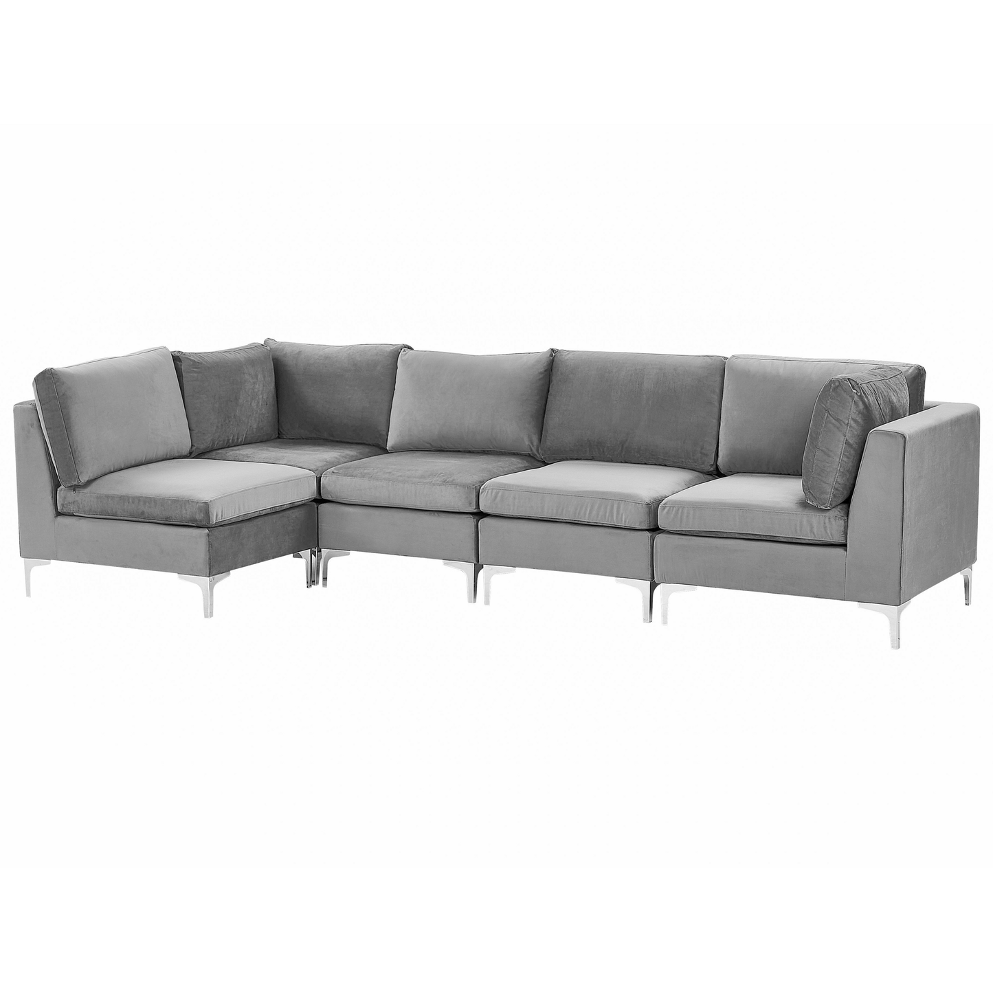 5-Sitzer Ecksofa Samtstoff grau rechtsseitig EVJA