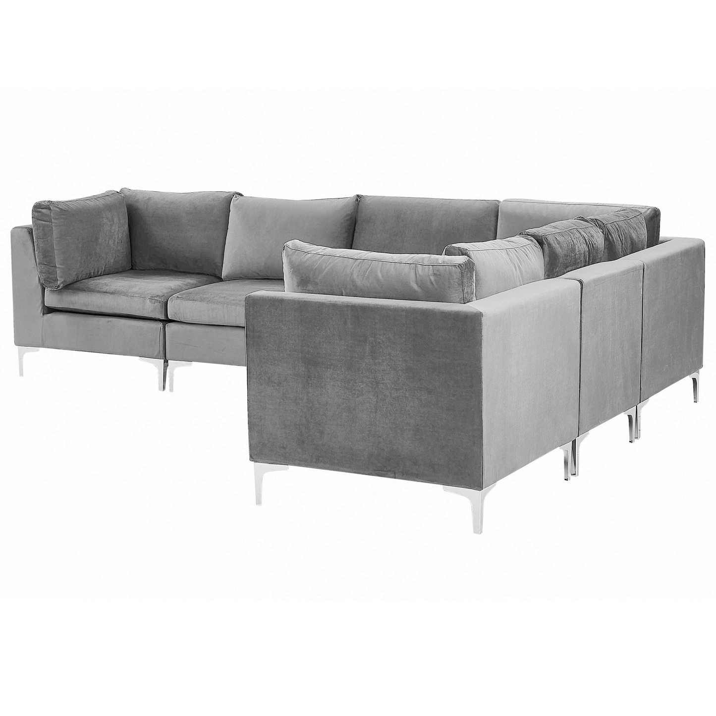 6-Sitzer Ecksofa Samtstoff grau linksseitig EVJA