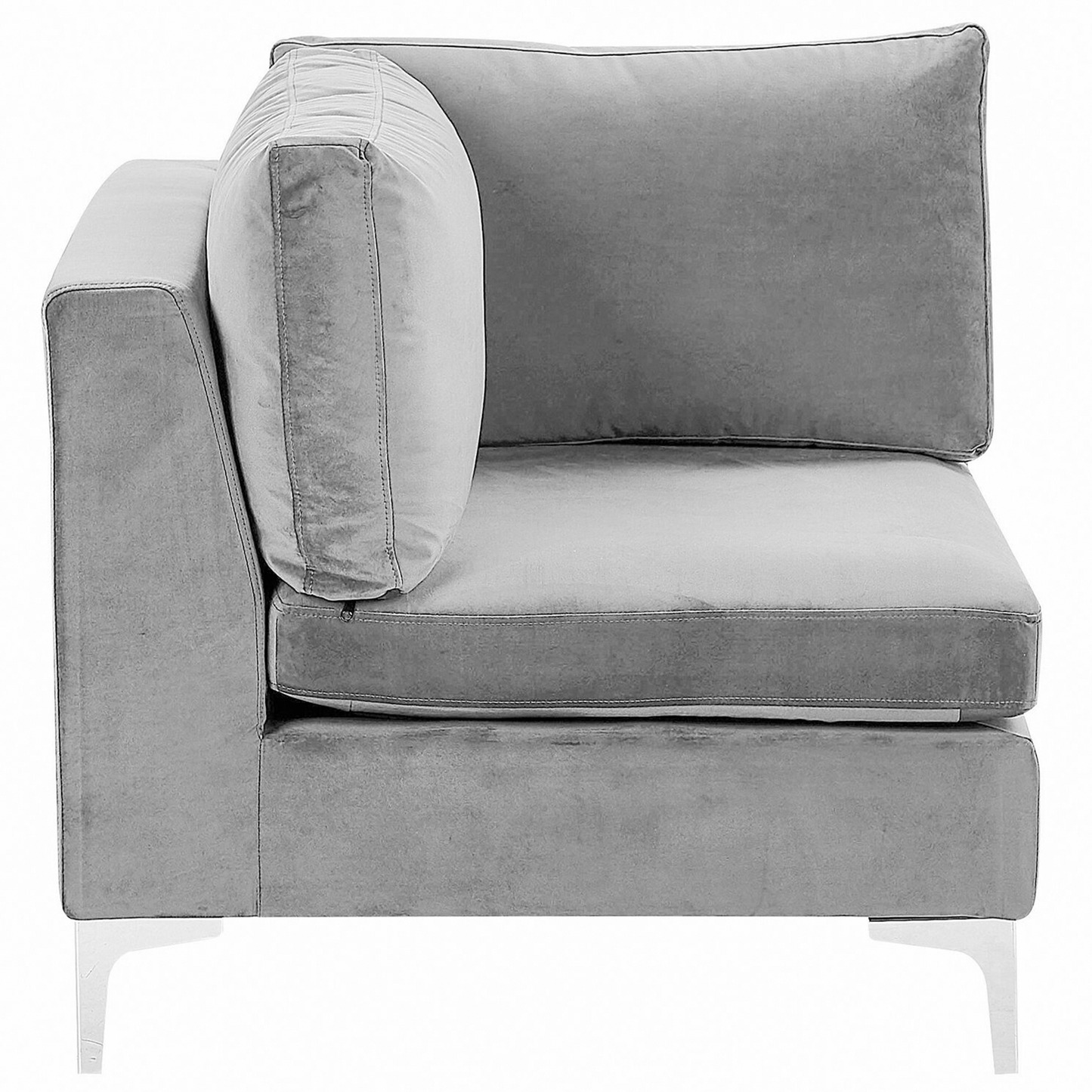 6-Sitzer Ecksofa Samtstoff grau rechtsseitig EVJA