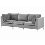 3-Sitzer Modulsofa Samtstoff grau mit Metallbeinen EVJA