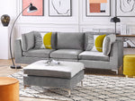 3-Sitzer Sofa Samtstoff grau mit Ottomane EVJA
