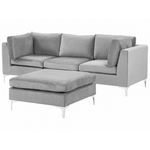 3-Sitzer Sofa Samtstoff grau mit Ottomane EVJA