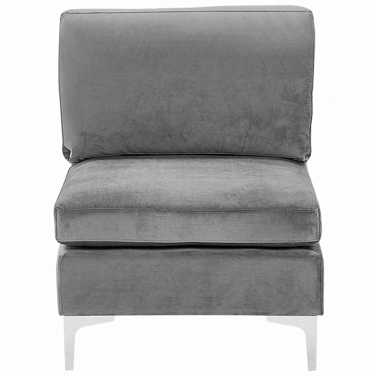 3-Sitzer Sofa Samtstoff grau mit Ottomane EVJA