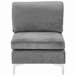 3-Sitzer Sofa Samtstoff grau mit Ottomane EVJA