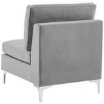 3-Sitzer Sofa Samtstoff grau mit Ottomane EVJA