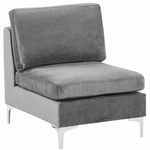 3-Sitzer Sofa Samtstoff grau mit Ottomane EVJA