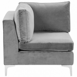 3-Sitzer Sofa Samtstoff grau mit Ottomane EVJA