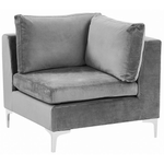 3-Sitzer Sofa Samtstoff grau mit Ottomane EVJA