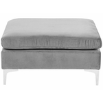 3-Sitzer Sofa Samtstoff grau mit Ottomane EVJA