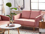 2-Sitzer Sofa Samtstoff rosa mit goldenen Beinen MAURA