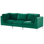 3-Sitzer Modulsofa Samtstoff grün mit Metallbeinen EVJA