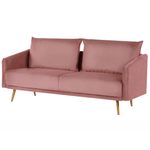 3-Sitzer Sofa Samtstoff rosa mit goldenen Beinen MAURA