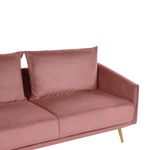 3-Sitzer Sofa Samtstoff rosa mit goldenen Beinen MAURA