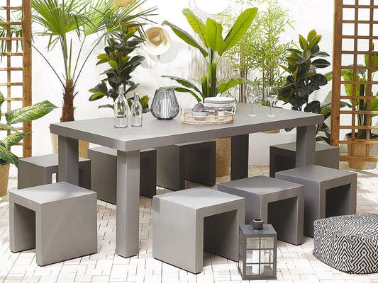 Gartenmöbel Set mit Hockern 6-Sitzer TARANTO Beton Grau