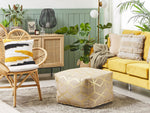 Pouf Jute beige mit goldenen Verzierungen 67 x 67 cm MAMALA