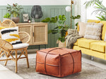 Pouf Kunstleder braun quadratisch 60 x 45 cm BORI